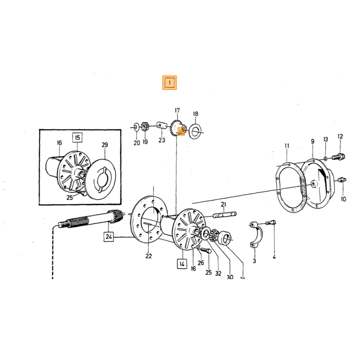 Volvo Achteras deksel alle typen Spicer differentieel 1800E+ES+140+164+240 -1984 (89253) Volvo onderdeel nr 89671