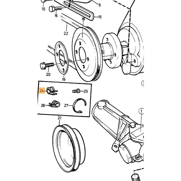 Volvo Split pen stuurhuis amazon p1800 240 140 164 Volvo onderdeel nr 907819