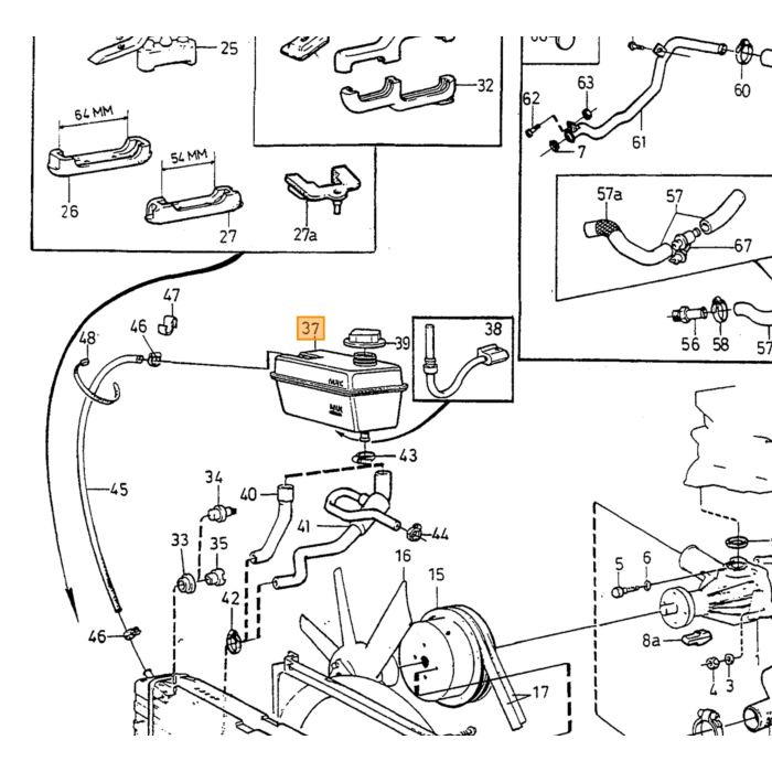 Volvo Expansietank koelvloeistof 940+960+S90+V90 1992+ (9122564) 960 940 S90 V90 Volvo onderdeel nr 9122997