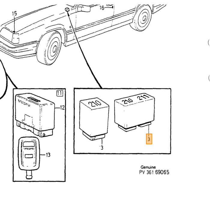 Volvo Relais alarm 850+960+v90/S90  Volvo onderdeel nr 9128903