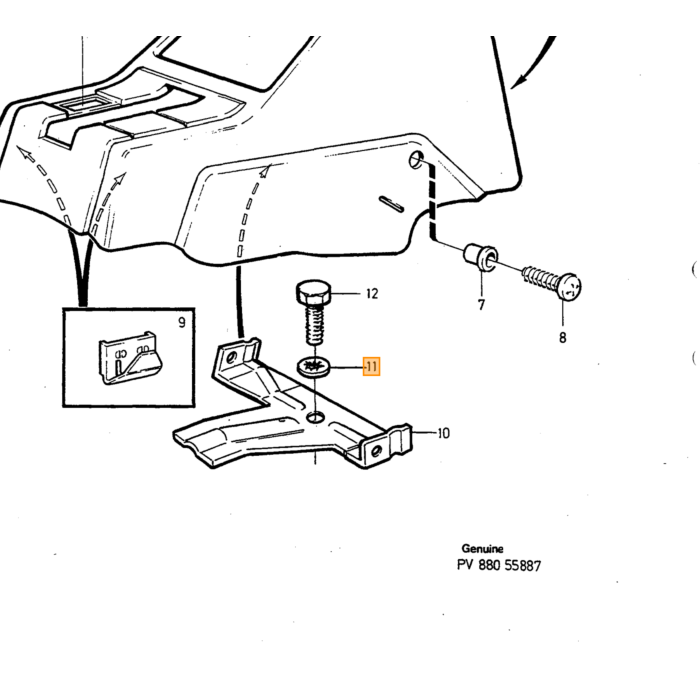 Volvo HandRem kap middenconsole 240 245 Zwart stuur kant: voor Links-/Rechtsgestuurd Volvo onderdeel nr 9131947