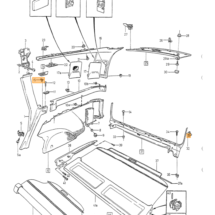 Volvo Klem clip bekleding achterklep 700+850+900+V40 -2004+V70 -2000 Volvo onderdeel nr 9132876
