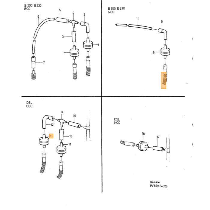 Volvo Vacuum terugslag klep ECC systeem Volvo 940 960 960n 95- S90 -98 V90 -98 non return valve Volvo onderdeel nr 9134341