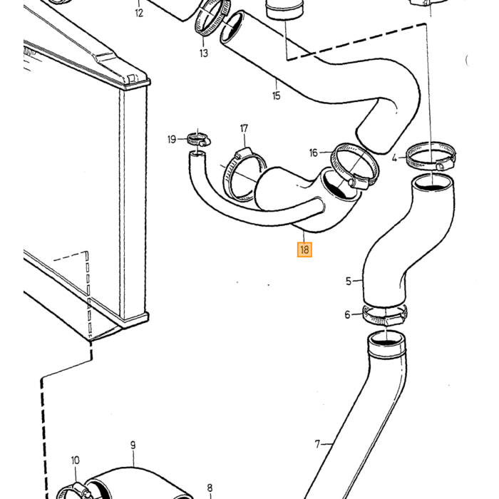 Volvo Koelvloeistofslangen Expansietank Silicone Zwart Volvo 850 - S70 - V70 - C70 92-98 Volvo onderdeel nr 9135267