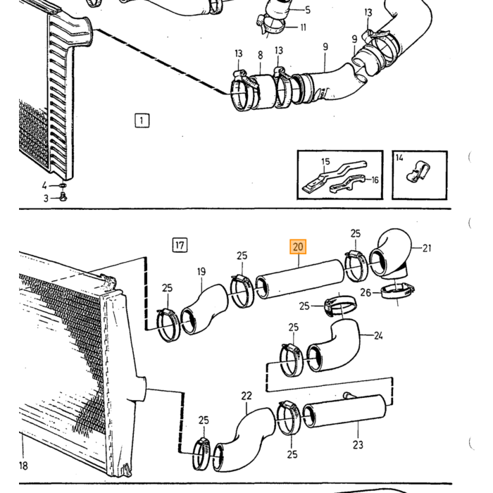 Volvo Radiateur Slang Volvo typeVolvo 960 :  motor typeVolvo S90 V90 (-1998) : motor type Volvo onderdeel nr 9142056