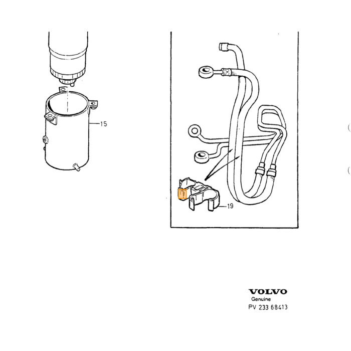Volvo Brandstoffilter Volvo 850 - S90 - V90 - S70 - V70 - C70 - V70XC (3507416) benzinefilter bosch Volvo onderdeel nr 9142658