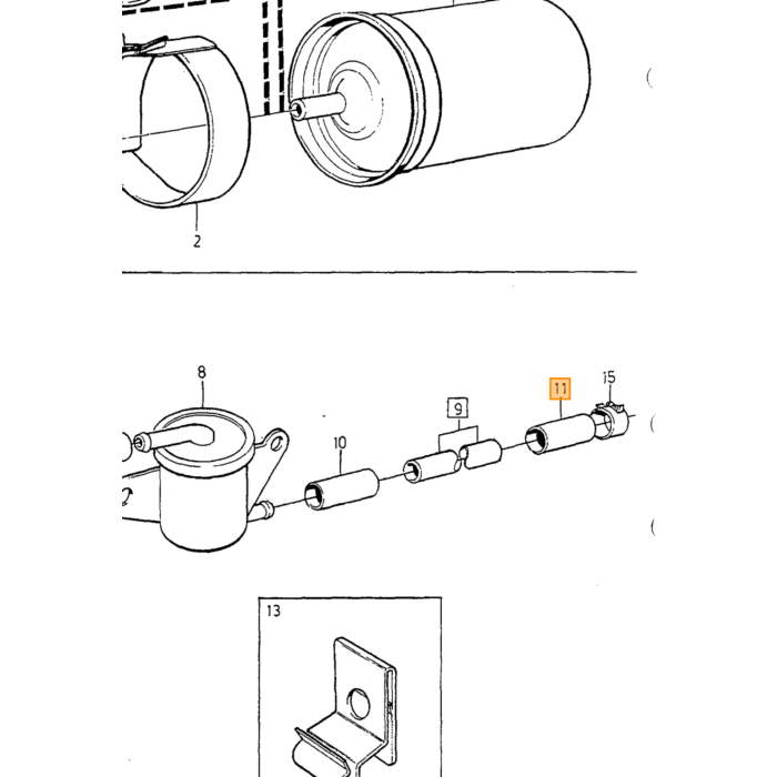 Volvo Brandstoffilter Volvo 850 - S90 - V90 - S70 - V70 - C70 - V70XC (3507416) benzinefilter bosch Volvo onderdeel nr 9142658