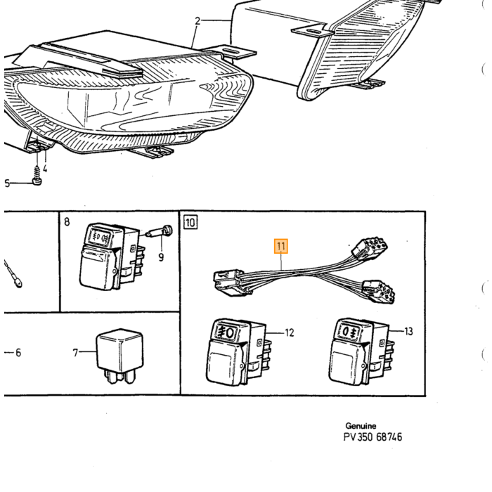 Volvo Lamp koplamp schakelaar range afstelling 850 940 960 C70 (-2005) S70 V70 (-2000 Volvo onderdeel nr 9148906