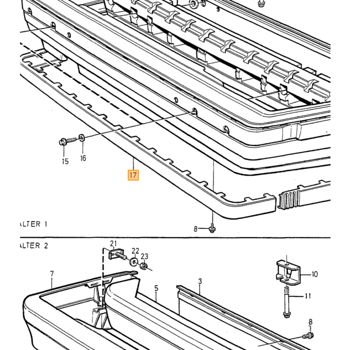 Volvo Afdicht rooster bumper rechts 850  Volvo onderdeel nr 9151305