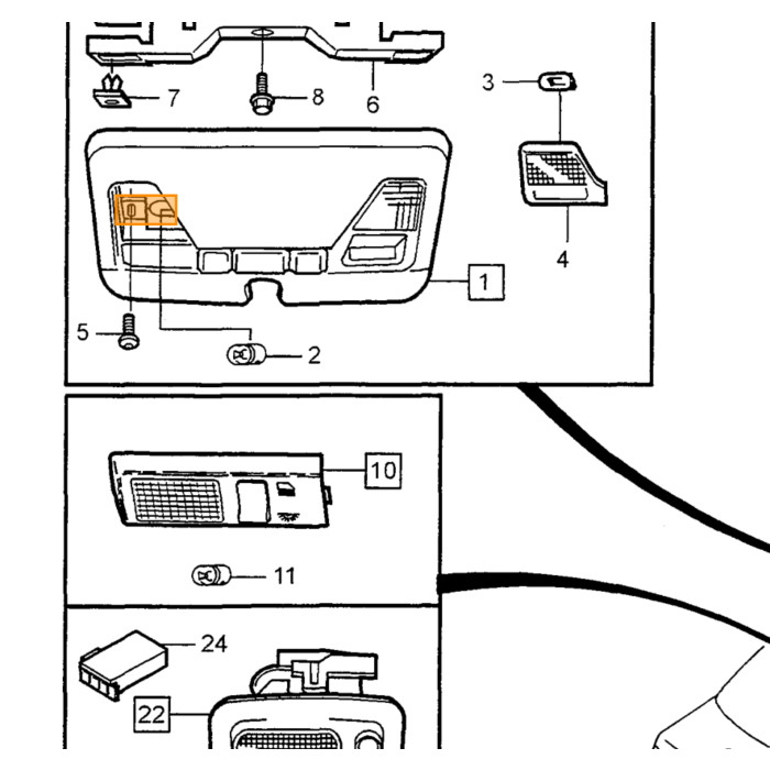 Volvo Verlichting portier Waarschuwingslicht Volvo C70 S70 V70 XC70 1996-2000 deurlamp Volvo onderdeel nr 9151343
