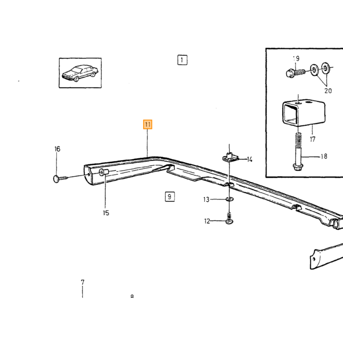 Volvo MODDERKUIP Links voor spatbord Volvo S/V70 -01 Volvo onderdeel nr 9152683