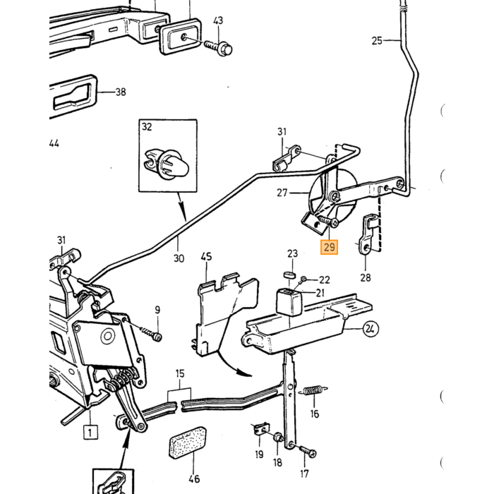 Volvo Handvat links portierdeur  960 S90 V90 (-1998) Volvo onderdeel nr 9154449