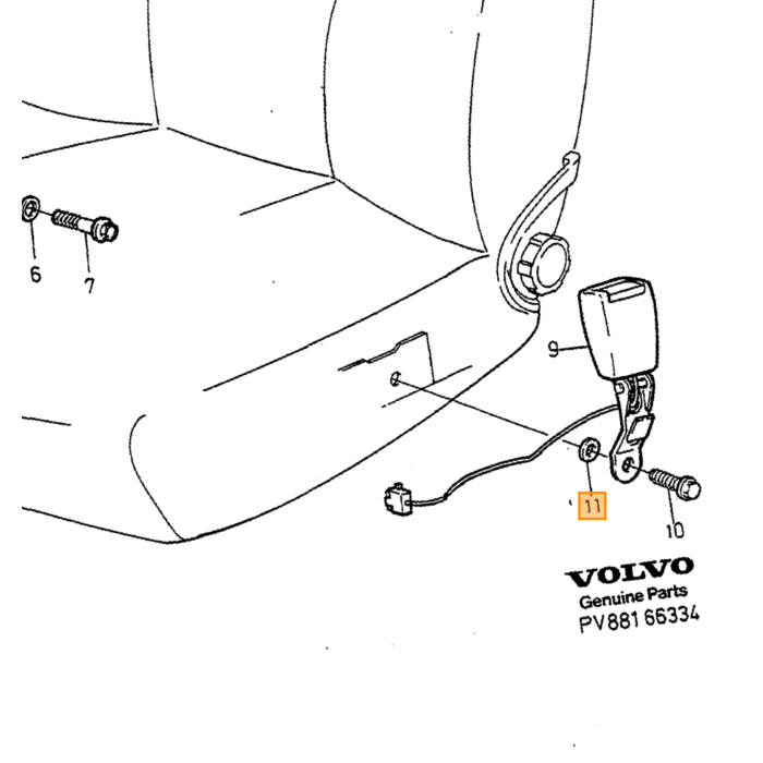 Volvo zitting riem rechts Volvo onderdeel nr 9156299