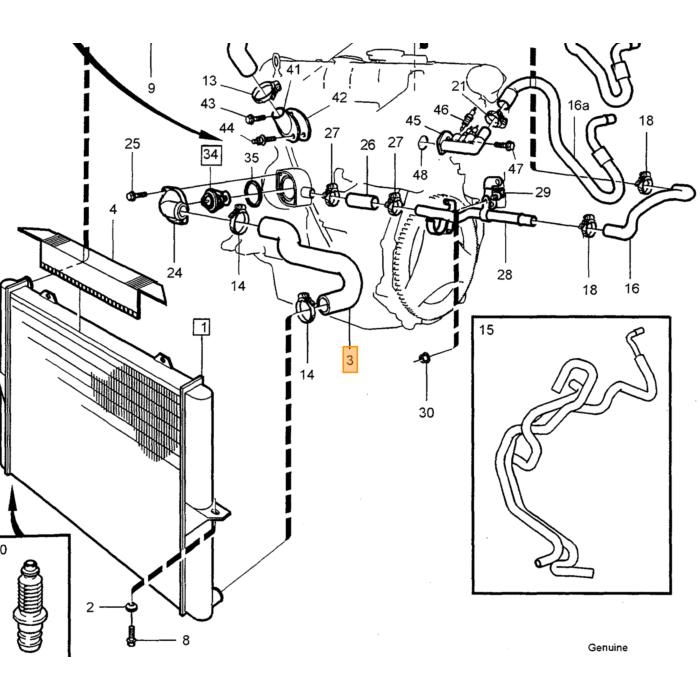 Volvo Slang Radiateur Onder Volvo 850 - S70 - V70 Volvo onderdeel nr 9161827