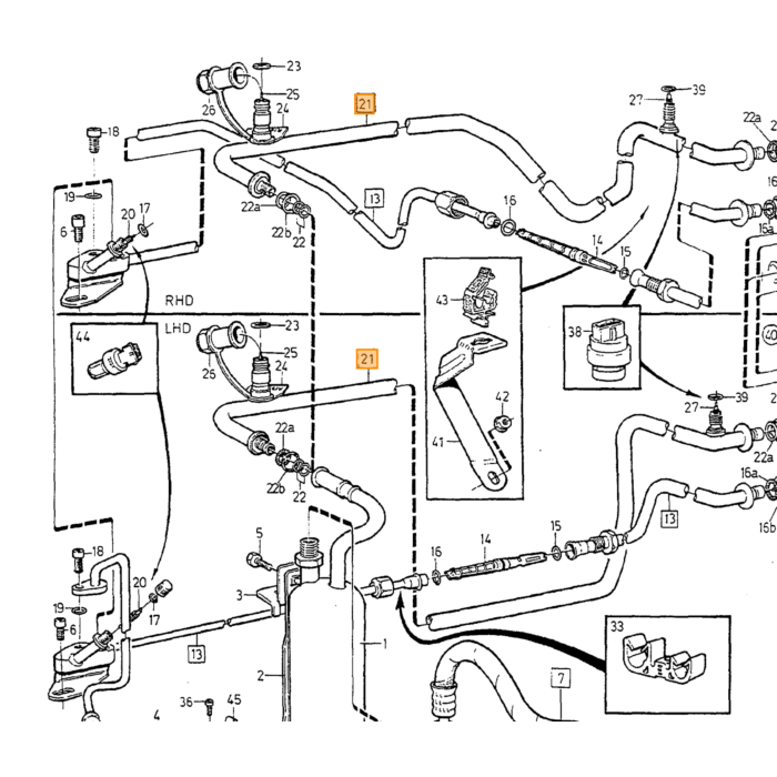 Volvo Airco Leiding tussen Verdamper en Droger Volvo 850 - C70 - S70 - V70 - XC70 Volvo onderdeel nr 9171406