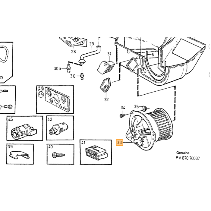Volvo Kachelmotor S70+V70 1997-2000 C70 -2005 V70 XC -2000 compleet met fan (9166020)(30755485) S70 C70 V70 Xc70 Volvo onderdeel nr 9171429