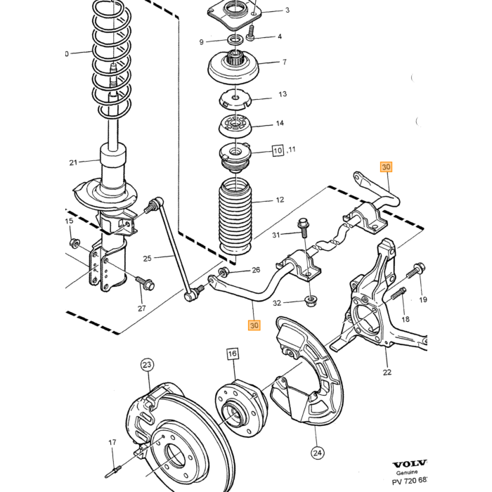 Volvo PU Bus Kit Stabilisator 20mm Volvo 850 - S70 - V70 - C70 - XC70 Volvo onderdeel nr 9173982