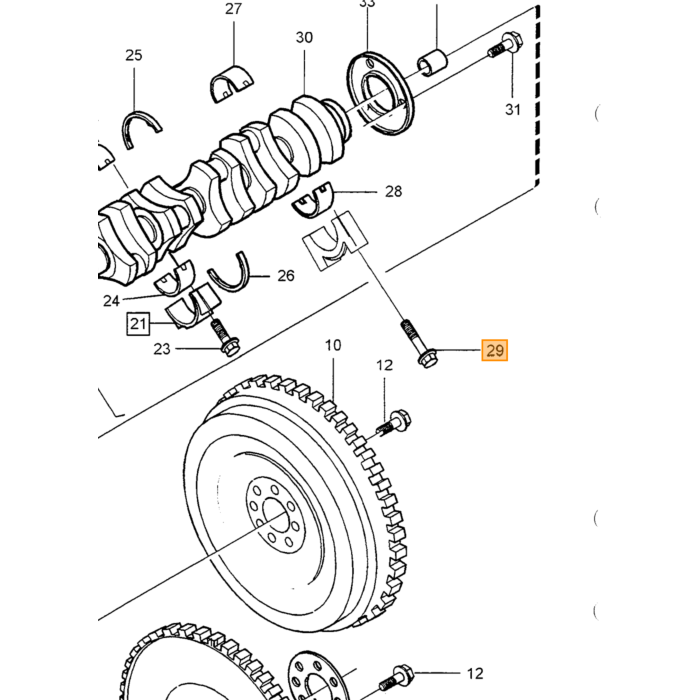 Volvo Krukas Schroef Hoofdlager Diesel Volvo 240 - 740 - 760 - 940 - 960 Febi Volvo onderdeel nr 9186548