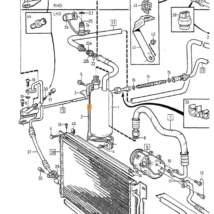 Volvo Airco droger condensor Volvo 850 - S70 - V70  Volvo onderdeel nr 9187629