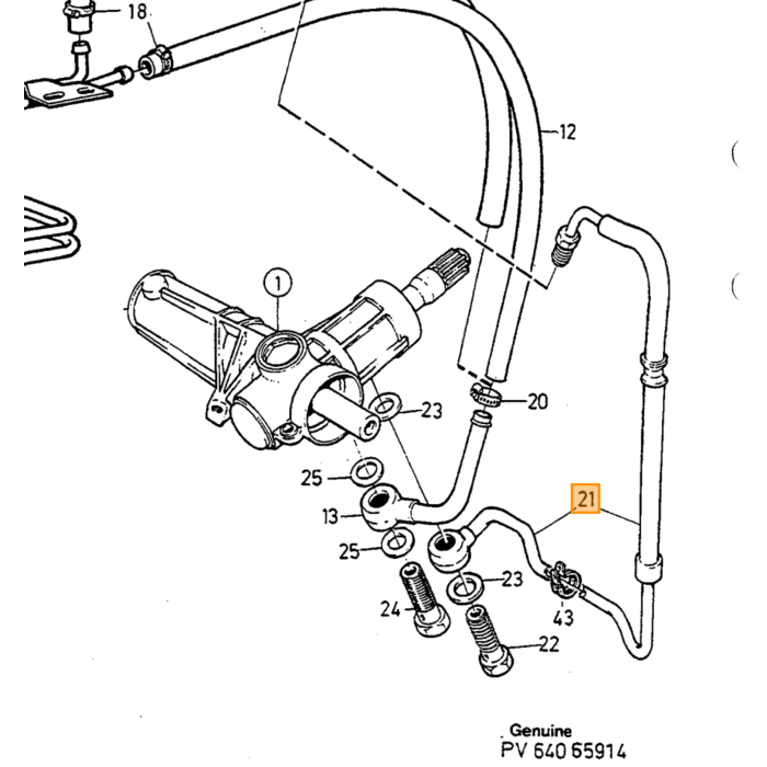 Volvo Drukslang stuurbekrachtiging 700-900 serie diesel Volvo onderdeel nr 9191467