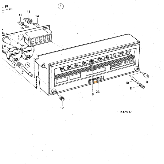 Volvo Zekering 5 amp prorcelein geel 25.5mm Volvo onderdeel nr 942545