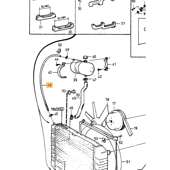 Volvo Slang radiateur naar expansievat 87.5mm Amazon+P1800+140+164+240+260+740+940+960+V90+S90 981376 Volvo onderdeel nr 942700