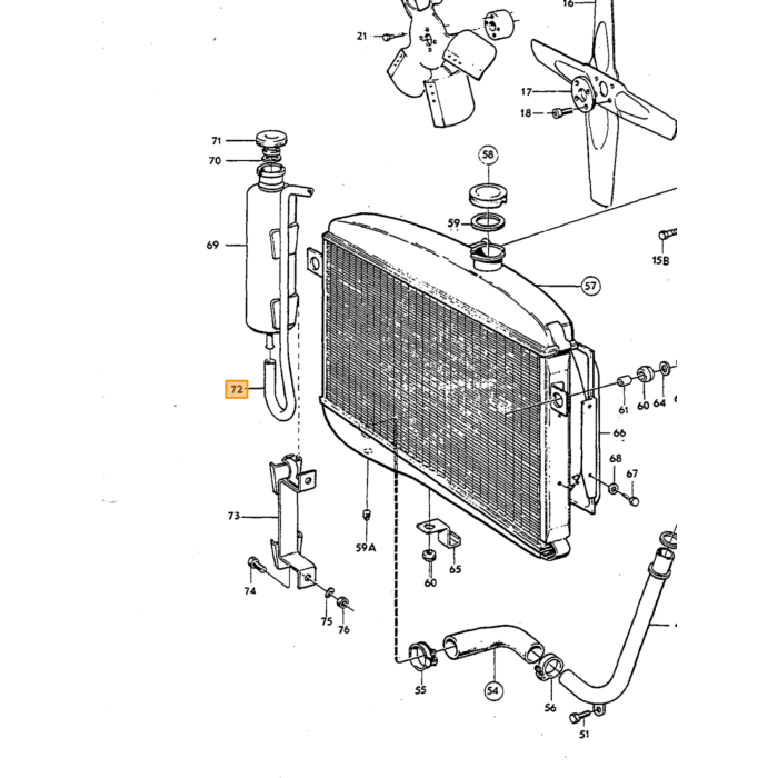 Volvo Slang radiateur naar expansievat 87.5mm Amazon+P1800+140+164+240+260+740+940+960+V90+S90 981376 Volvo onderdeel nr 942700