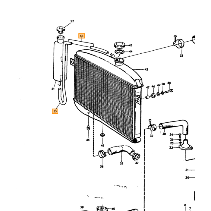 Volvo Slang radiateur naar expansievat 87.5mm Amazon+P1800+140+164+240+260+740+940+960+V90+S90 981376 Volvo onderdeel nr 942700