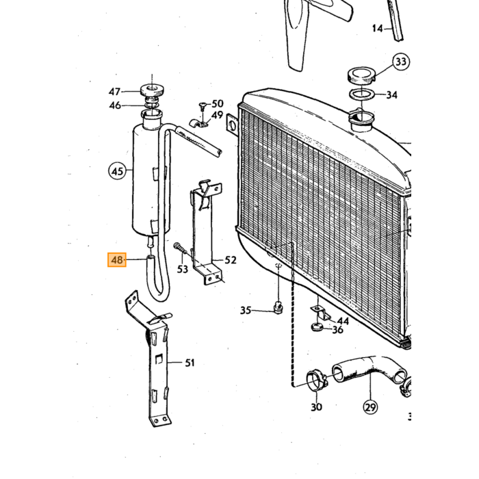 Volvo Slang radiateur naar expansievat 87.5mm Amazon+P1800+140+164+240+260+740+940+960+V90+S90 981376 Volvo onderdeel nr 942700