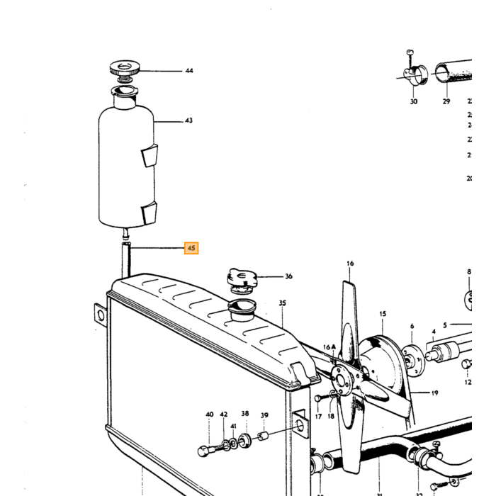 Volvo Slang radiateur naar expansievat 87.5mm Amazon+P1800+140+164+240+260+740+940+960+V90+S90 981376 Volvo onderdeel nr 942700