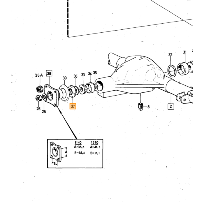 Volvo Keerring achteras aandrijfaszijde differentieel PV444+PV544 duett+Amazon+P1800+140+164+240+740+940 Spicer achteras (80507 3520682) pignon Volvo onderdeel nr 942905