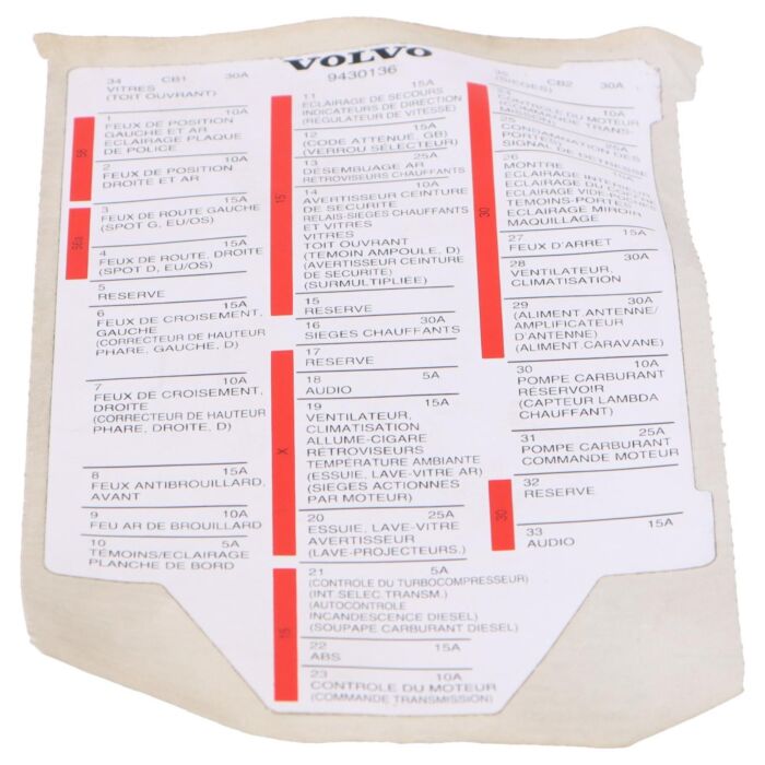Volvo Sticker Volvo onderdeel nr 9430136