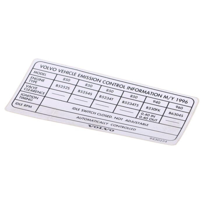 Volvo Sticker Volvo onderdeel nr 9430224