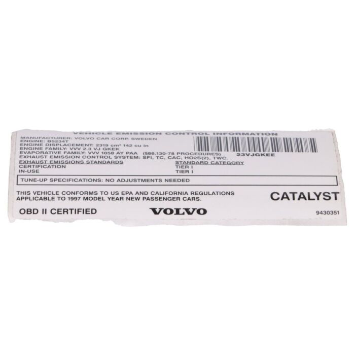 Volvo Sticker Volvo onderdeel nr 9430351