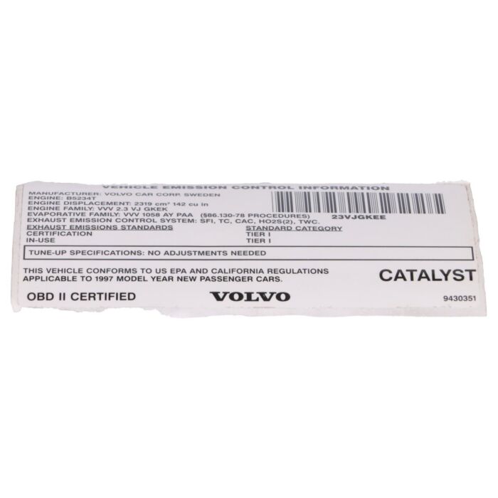 Volvo Sticker Volvo onderdeel nr 9430351