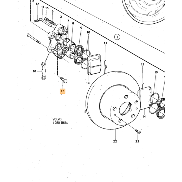 Volvo Bout remklauw Amazon B20+140+164 voor unf 1/2-20 X 1-1/4inch 32mm Volvo onderdeel nr 943506