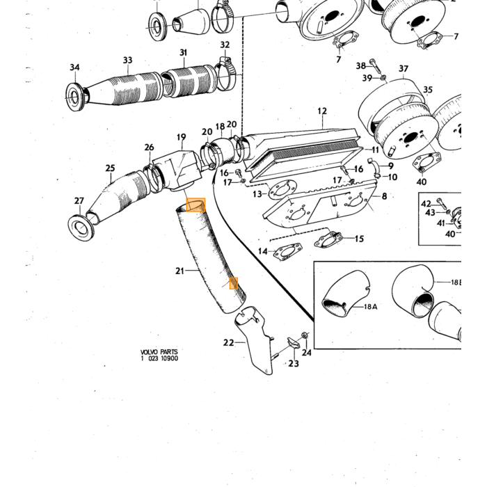 Volvo Bout UNC 5/16 - 89mm  luchtfilter B20  Volvo onderdeel nr 943758