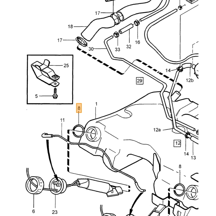 Volvo Afdichtring Brandstofpomp en Brandstofniveausensor AWD Volvo 850 - S70 - V70 - XC70 Volvo onderdeel nr 9447179