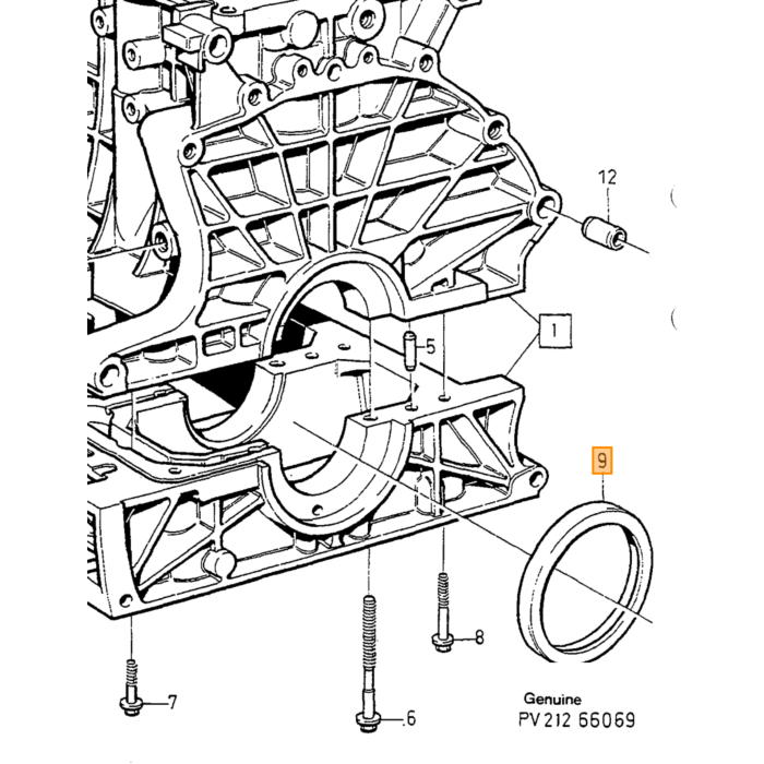 Volvo Keerring krukas achter bakzijde S80 V90 S40 C70 S60 850 S90 V70 Xc90 V50 S70 960 Xc70 OEM ref 6842092 6842274 9458178 31339213 Volvo onderdeel nr 9458178