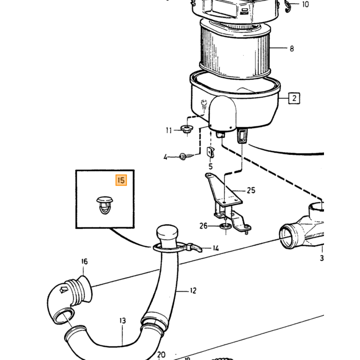 Volvo Luchtslang buis 240+260+700+940+850 ea luchtfilter uitlaat aluminium b21 b23 B230 B19 B20  52x1300 (voorverwarming) 9438274 Volvo onderdeel nr 946841