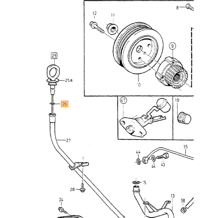 Volvo Rubber ring oliepeilstok B19+B21+B23+B230+B200 e rubber luchtstelschroef 240+740 carburateur uitvoering Volvo onderdeel nr 947114