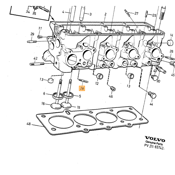 Volvo Tapeind cil kop 240+340+360+740+760+780+940+960  Volvo onderdeel nr 948606