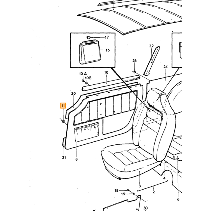 Volvo Drukknop mat PV544+Duett + Amazon+P1800 RVS (SET VAN 4 STUKS) Volvo onderdeel nr 94945SET
