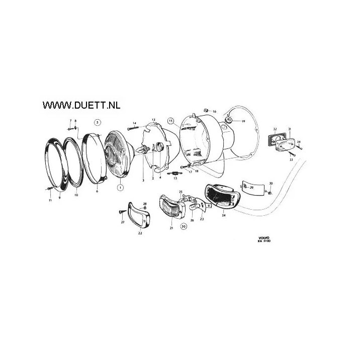 Volvo Schroef portier handgreep /koplamp  ea unc benztankvlotter etc UNC10-24-PV444+PV544+Duett+Amazon Volvo onderdeel nr 950021