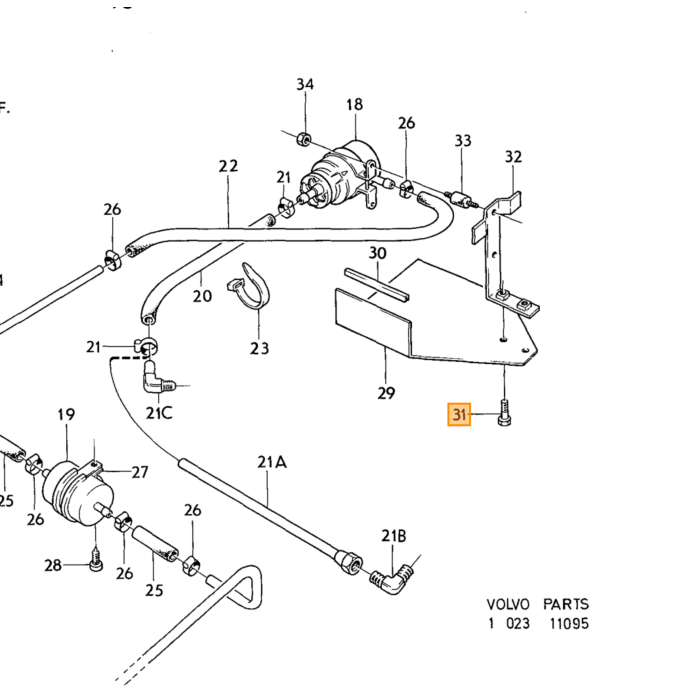 Volvo Schroef UNC 1/4-20x3/8inch (9 mm) URX Volvo onderdeel nr 950044