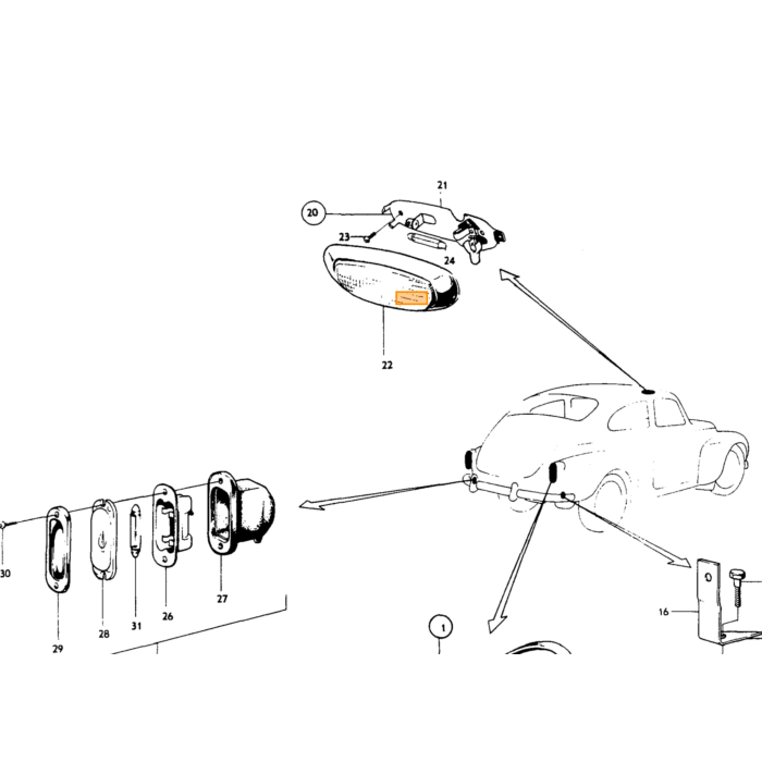 Volvo Schroef achterlicht PV544 onderste 31 5mm  Volvo onderdeel nr 950223