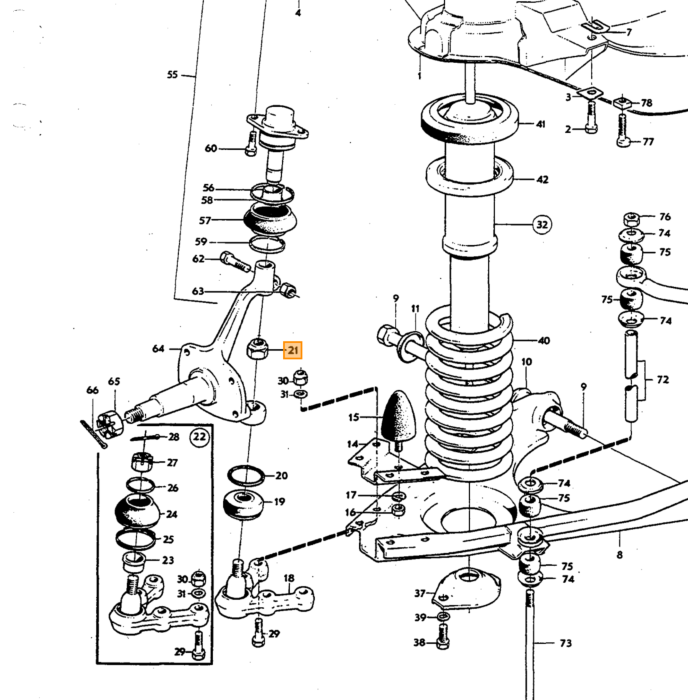 Volvo Moer 1/2inch UNF schokbreker 140+164  Volvo onderdeel nr 950376