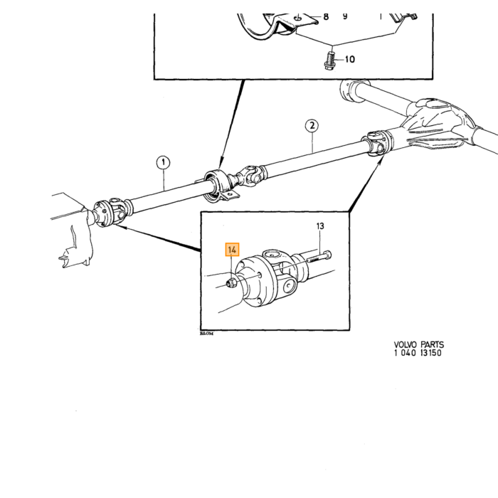 Volvo Moer kruiskoppeling 50.8mm as 950354 950394 aandrijfas Volvo onderdeel nr 950384