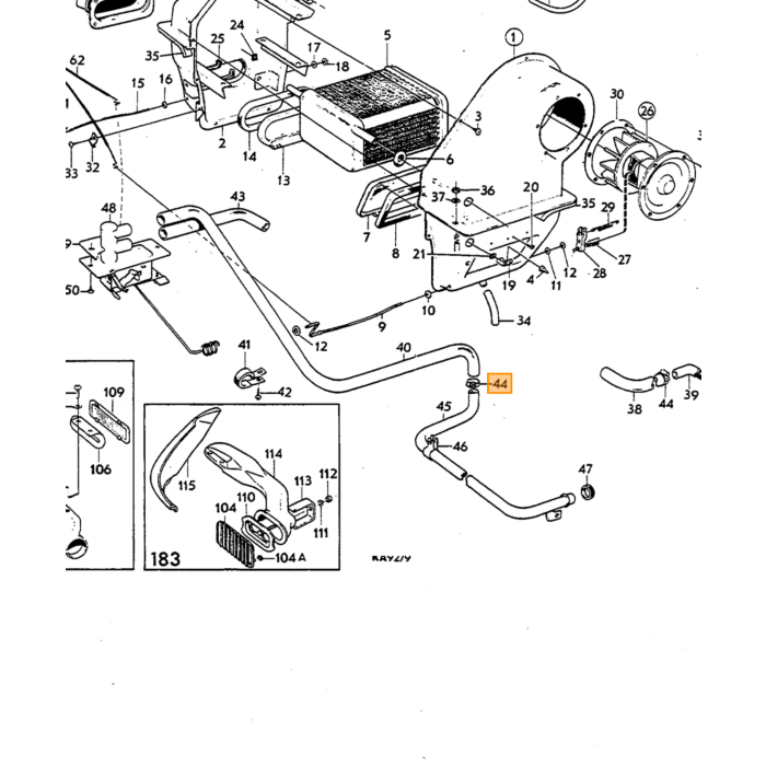 Volvo Slangklem kachelslang P1800+Amazon+PV544 + zie KLEM 15-24 Volvo onderdeel nr 951789