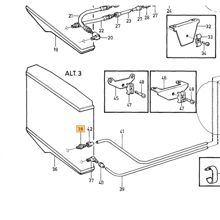 Volvo Nippel benzineleiding-benzinetank PV544+Amazon+P1800 (954335)+radiateur 240+260 740 760 940 960 5/16 Volvo onderdeel nr 954336